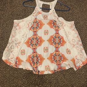 Aztec/Lace Tank Top